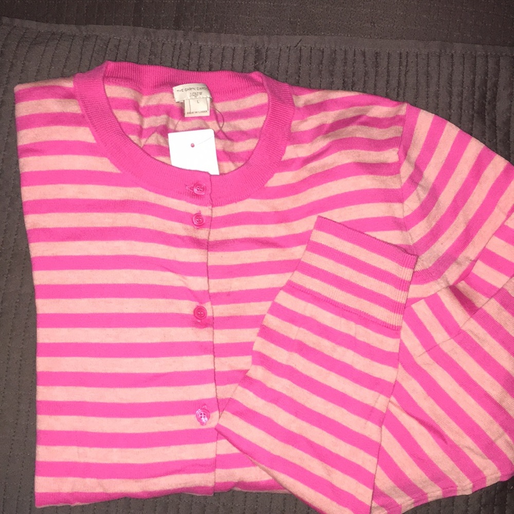 JCREW Pink & Peach Stripe Cardigan